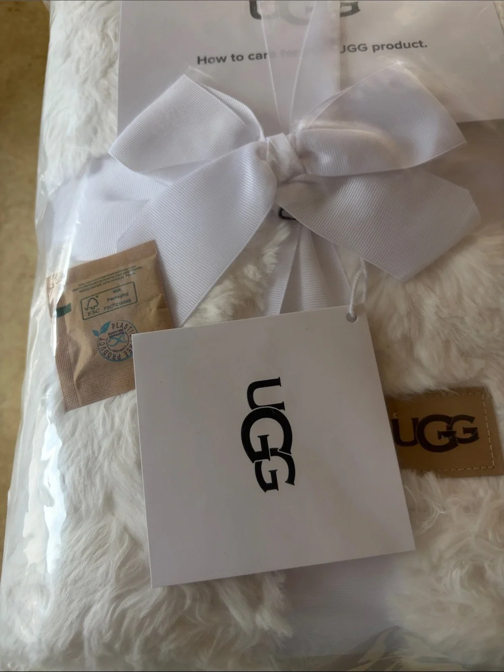 UGG White Plush Luxury Throw Blanket